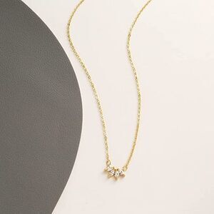 Dainty Diamond Floral Leaf Necklace 14k Gold Plated Choker Necklace